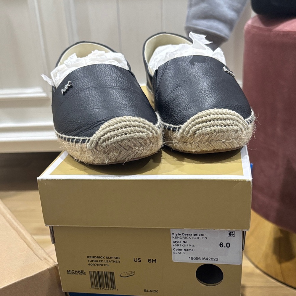 Michael Kors Black Leather Slip-On Loafers